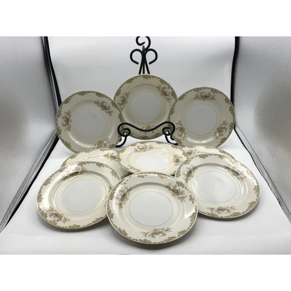 China~Made in Japan Vintage Hand Painted Bread Plates Floral Pattern 6 1/4